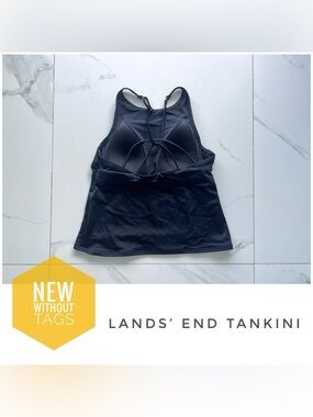 NWOT Lands’ End tankini top size 8 black nylon spandex tugless